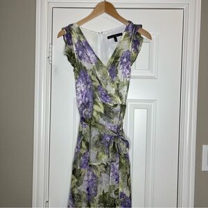 White House Black Market Purple and Green High Low Sundress
